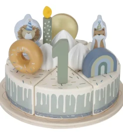Little Dutch Trælegetøj|Legemad>Fødselsdagskage - 26 Dele - Træ - Blå