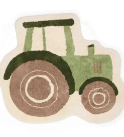 Børn Little Dutch Tæpper|Gulvtæpper|Gulvtæppe - 100x110 cm - Olive m. Traktor