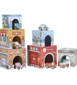 Little Dutch Trælegetøj|Stablekasser m. 6 Biler - Træ - Multi