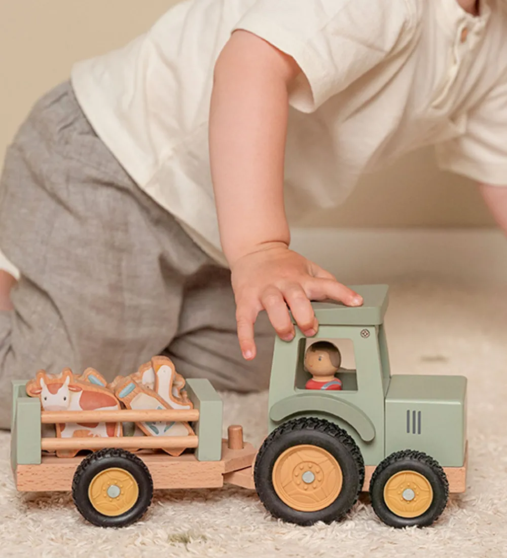Little Dutch Traktorer|Traktor m. Trailer - Træ - Little Farm