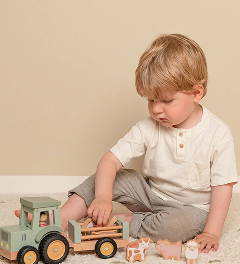 Little Dutch Traktorer|Traktor m. Trailer - Træ - Little Farm