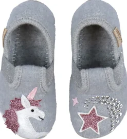 Living Kitzbühel Hjemmesko|Hjemmesko - Uld - Hellgrau m. Enhjørning
