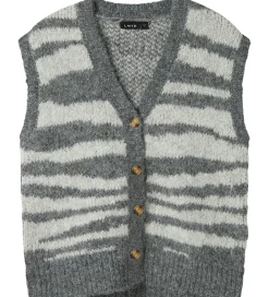 Børn LMTD Veste>Vest - NlfNulos - Kort Strik - Dark Grey Melange