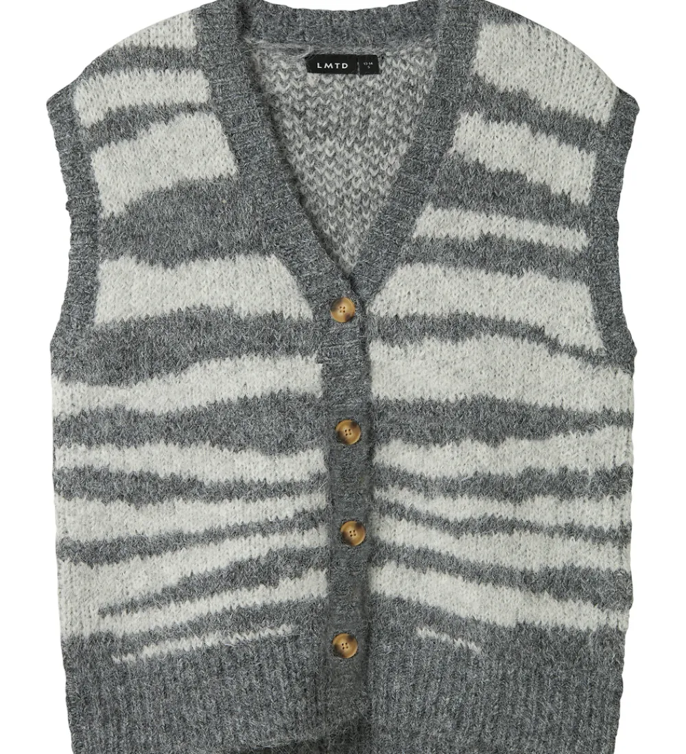 Børn LMTD Veste>Vest - NlfNulos - Kort Strik - Dark Grey Melange