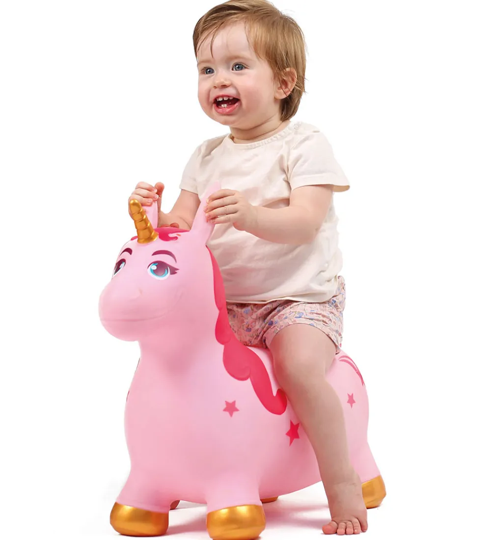 Ludi Tumledyr|Motorisk Legetøj|Hoppedyr - Enhjørning - Pink/Guld