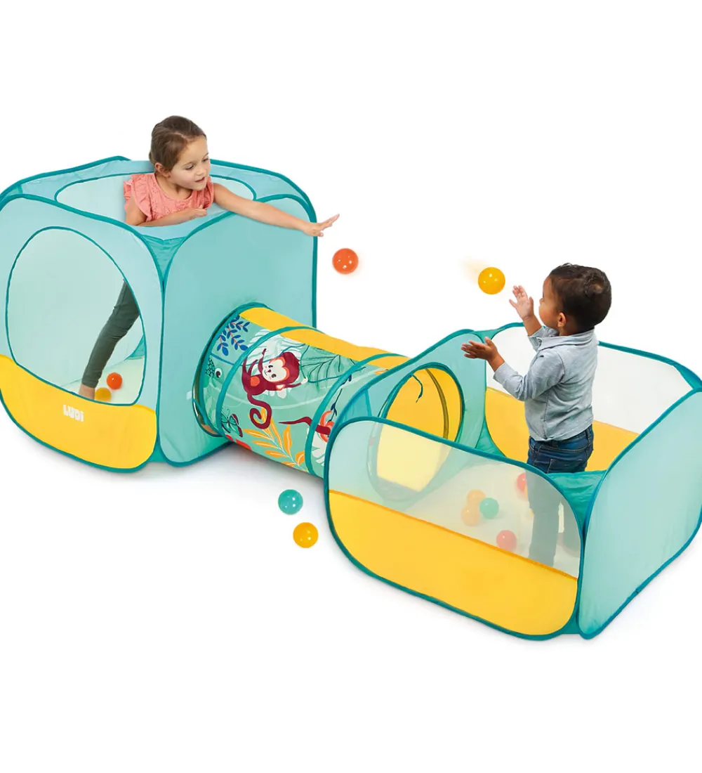 Ludi Legetelte|Legetelte>Pop-Up Legetelt m. Tunnel Og Bolde - Multi