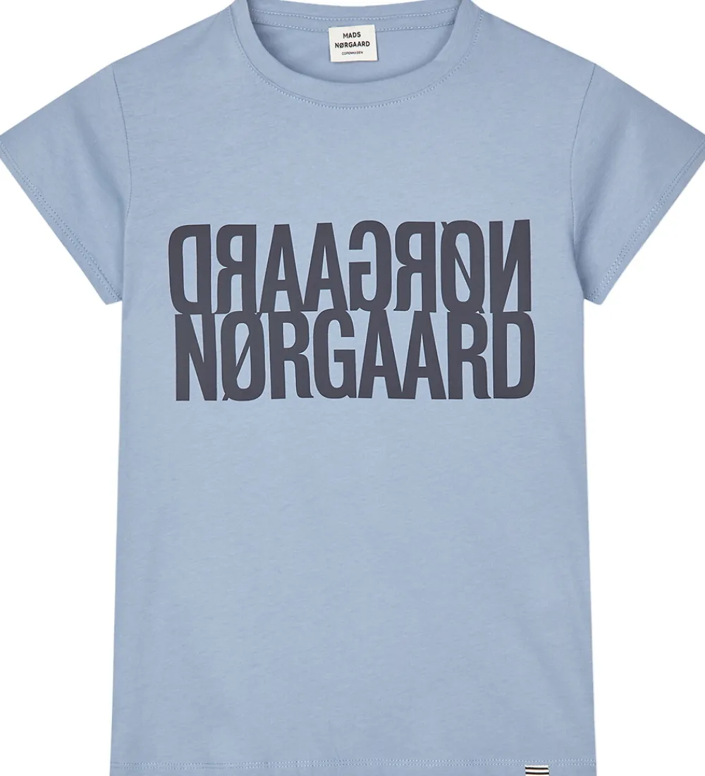 Børn Mads Nørgaard T-Shirts>T-shirt - Tuvina Logo - Faded Denim