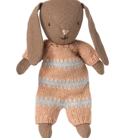 Maileg Dukker Og Tilbehør>Kanin - Micro - Strikket Dragt - Brun/Støvet Rosa