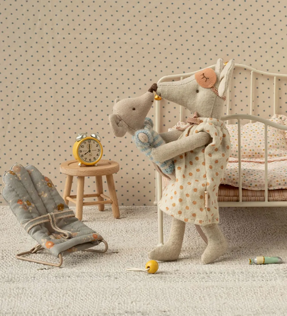 Maileg Dukker Og Tilbehør|Miniature Skråstol - My - Blå m. Blomster