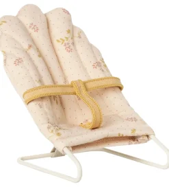 Maileg Dukker Og Tilbehør|Miniature Skråstol - Mikro - Råhvid m. Blomster