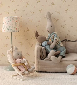 Maileg Dukker Og Tilbehør|Miniature Skråstol - Mikro - Råhvid m. Blomster