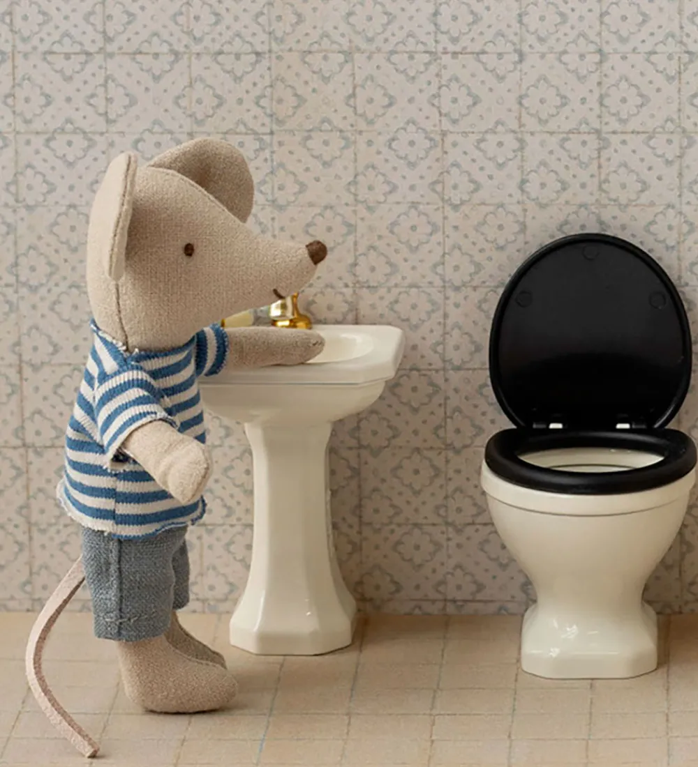Maileg Dukker Og Tilbehør>Miniature Toilet - Mus - Råhvid
