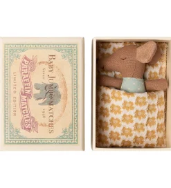 Maileg Dukker Og Tilbehør>Mus - Babymus i Tændstikæske - Blå