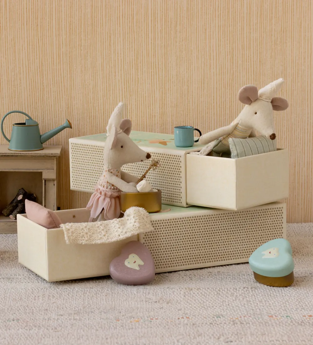 Maileg Dukker Og Tilbehør>Mus - Lillesøster - Tandfe i Tændstikæske