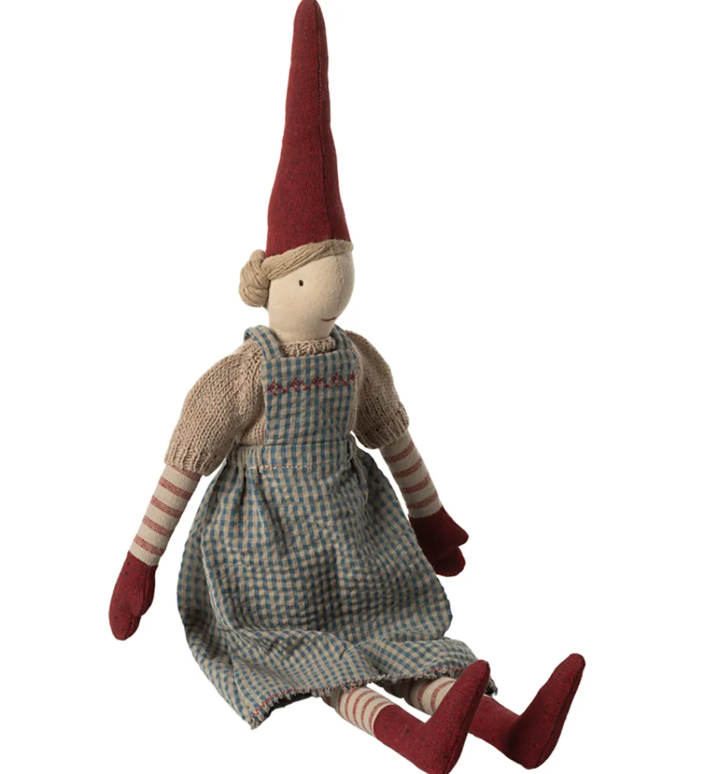 Maileg Julepynt|Nisse - Str.3 - Pige m. Blåternet Kjole