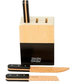 MaMaMeMo Legemad|Legekøkken Og Legemøbel|Knivblok m. 3 Knive - Træ
