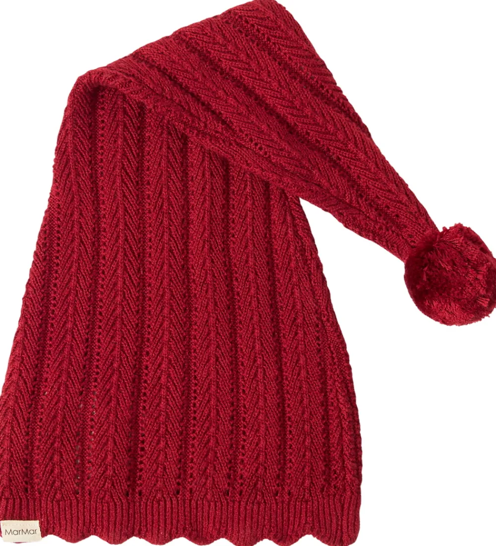Børn MarMar Juletøj>Nissehue - Strik - Alfen - Hibiscus Red
