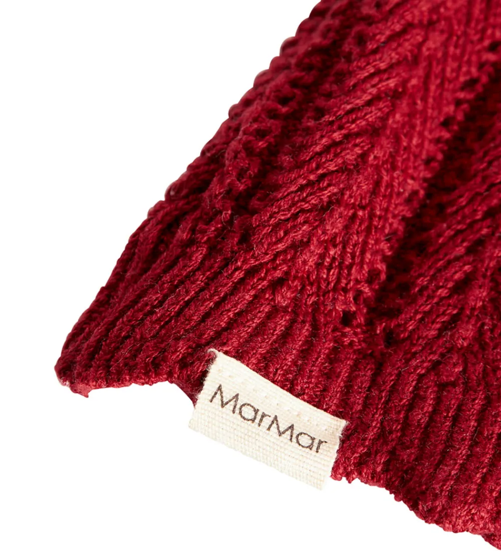 Børn MarMar Juletøj>Nissehue - Strik - Alfen - Hibiscus Red