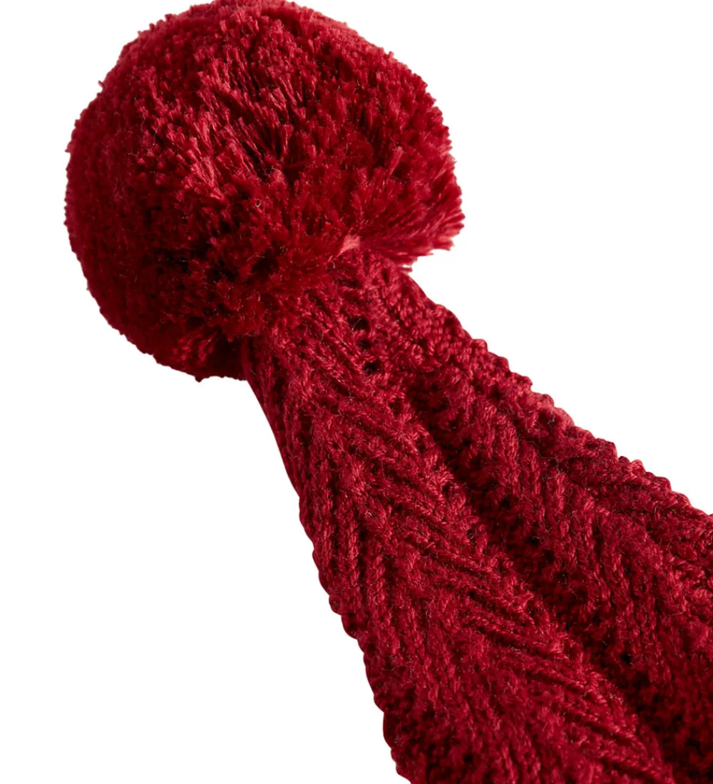 Børn MarMar Juletøj>Nissehue - Strik - Alfen - Hibiscus Red