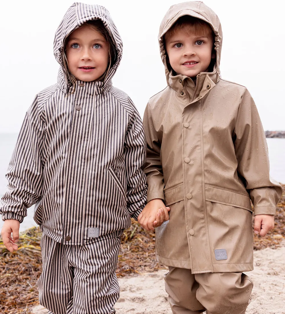 Børn MarMar Regntøj|Regntøj m. Seler - PU - Oddy - Brown Stripe