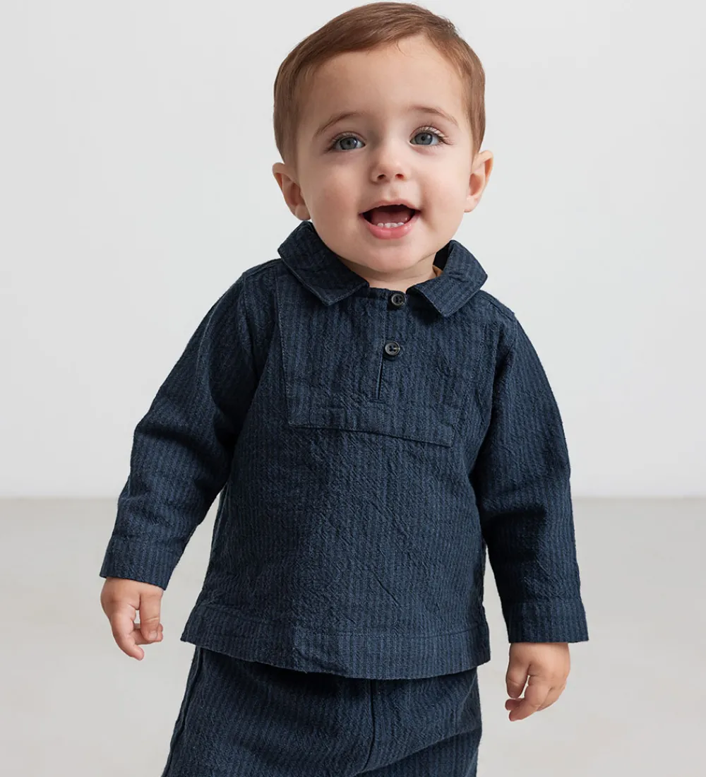 Børn MarMar Skjorter>Skjorte - Tovas - Dark Blue Stripe