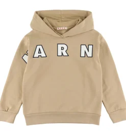 Børn Marni Hættetrøjer|Hættetrøje - Cardboard Beige m. Logo