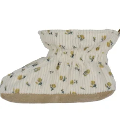 Melton Hjemmesko>Fløjlssko - Noos - Floral - Ecru