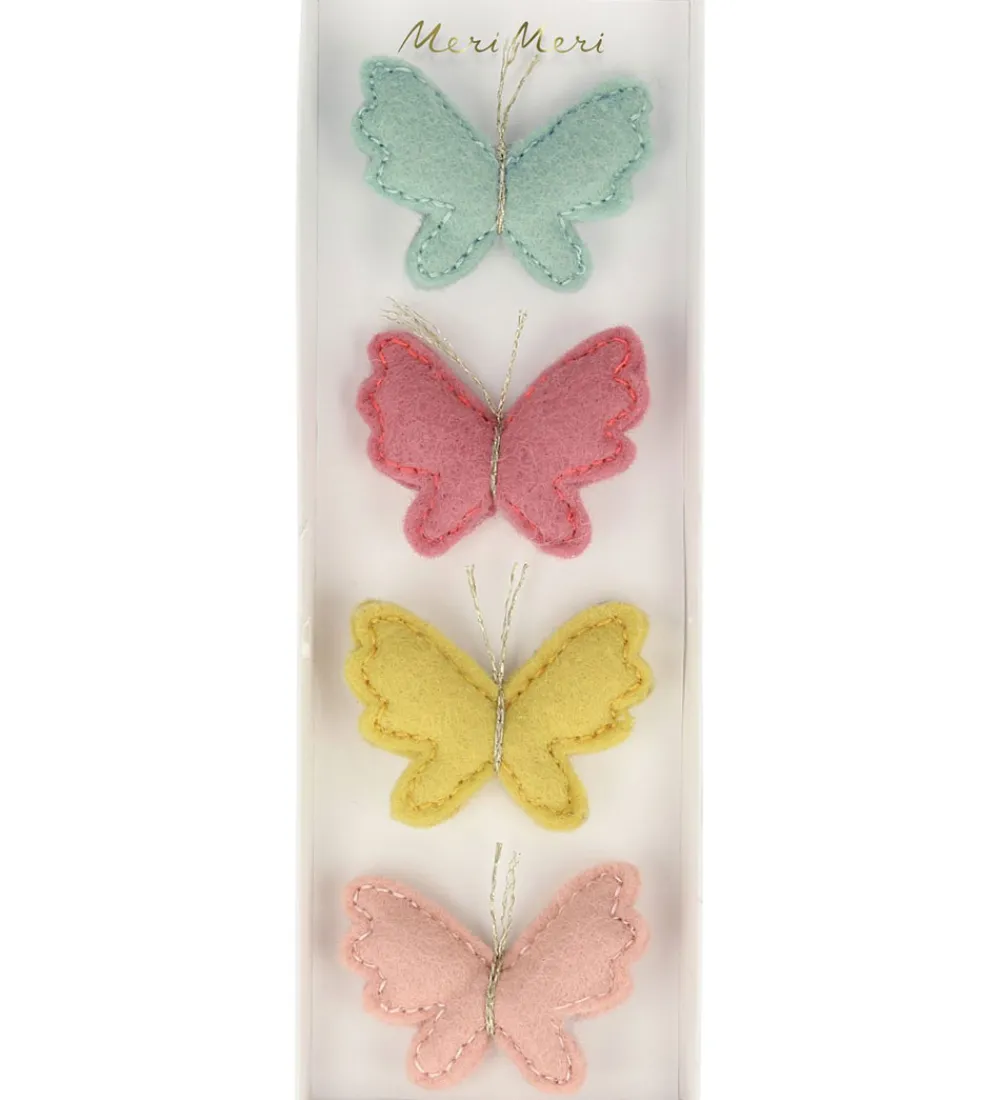 Meri Meri Hårspænder>Hårspænder - 4-pak - Filt - Sommerfugle - 5 cm - Clips