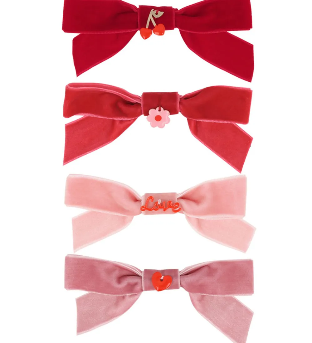 Meri Meri Hårspænder>Hårspænder - 4-pak - Velour - Sløjfer - 11,5 cm - Clip