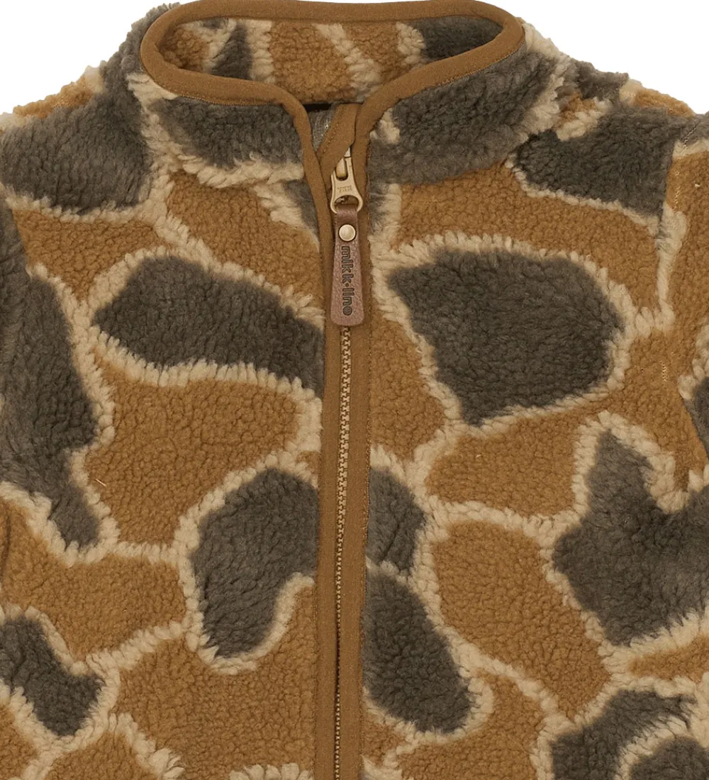 Børn Mikk-Line Fleece|Fleecejakke - Burlwood m. Camouflage