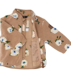 Børn Mikk-Line Fleece|Fleecejakke - Chipmunk m. Blomster