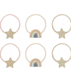 Mimi & Lula Hårpynt|Hårelastikker|Hårelastikker - 6-pak - Rainbow & Star Celeste
