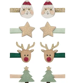 Mimi & Lula Hårspænder|Hårpynt|Hårklips - 8-pak - Mini Santa Christmas