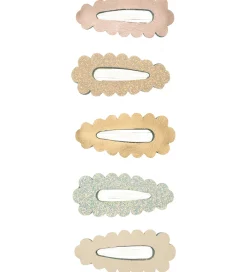 Mimi & Lula Hårspænder|Hårpynt|Hårspænder - 5-pak - 4 cm - Mini Metallic Scallop