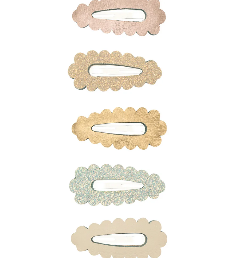 Mimi & Lula Hårspænder|Hårpynt|Hårspænder - 5-pak - 4 cm - Mini Metallic Scallop
