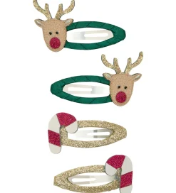 Mimi & Lula Hårspænder|Hårpynt>Hårspænder - 4-pak - Rudolph & Candy Christmas