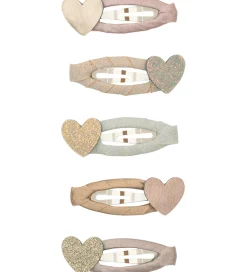 Mimi & Lula Hårspænder|Hårpynt|Hårspænder - 5-pak - 4 cm - Mini Heart Shimmer Encha