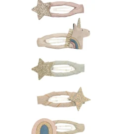 Mimi & Lula Hårspænder|Hårpynt>Hårspænder - 5-pak - 4 cm - Mini Unicorn Celeste