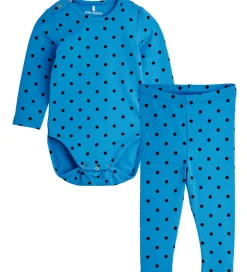 Børn Mini Rodini Leggings|Bodyer>Sæt - Leggings/Body l/æ - Polka Dots - Blå