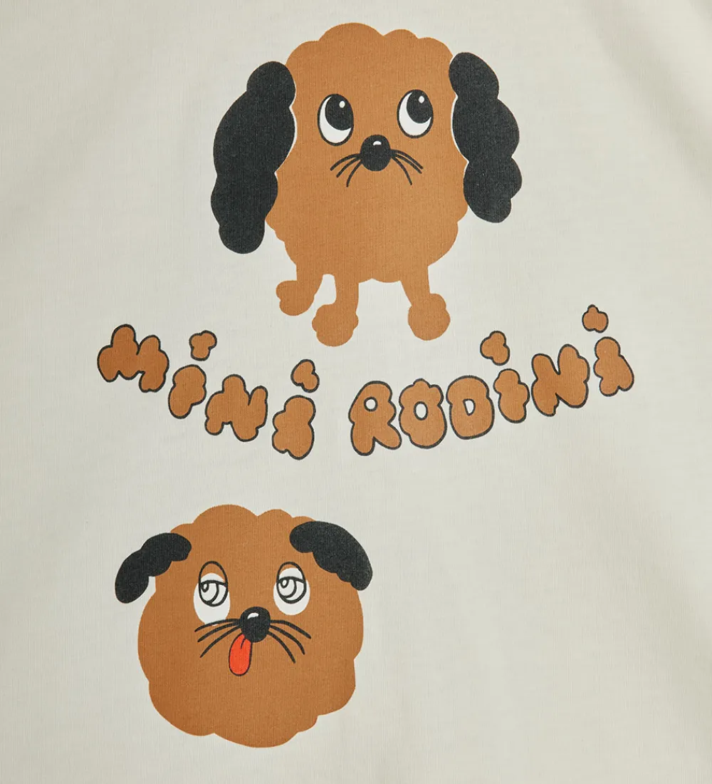 Børn Mini Rodini T-Shirts|T-shirt - Doggies - Offwhite
