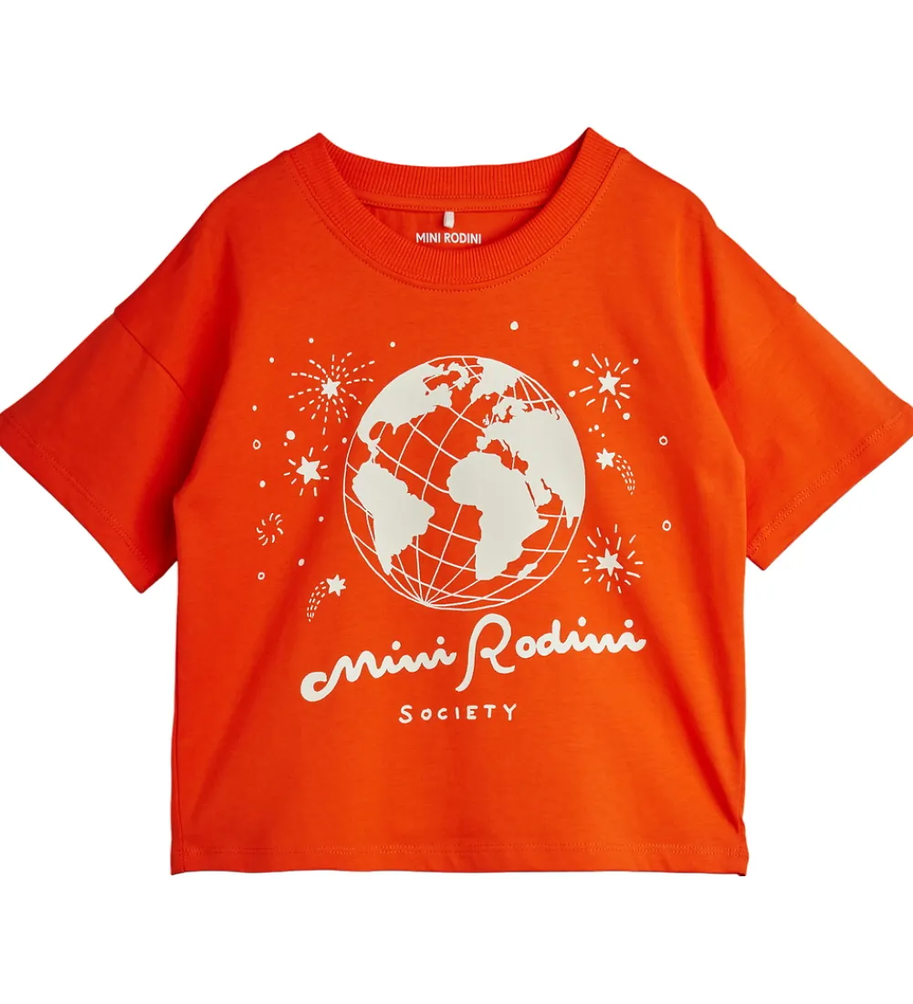 Børn Mini Rodini T-Shirts>T-shirt - Society - Rød