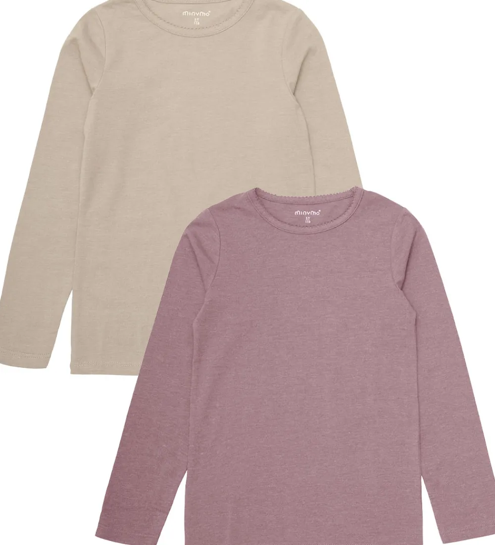 Børn Minymo Basis>Bluser - 2-pak - Elderberry/Rainy Day