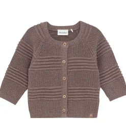 Børn Minymo Cardigans>Cardigan - Strik - Dark Brown Melange