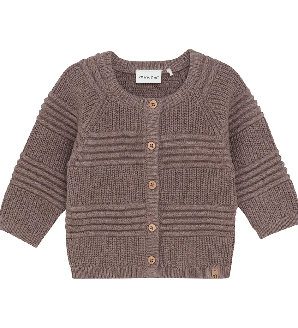 Børn Minymo Cardigans>Cardigan - Strik - Dark Brown Melange