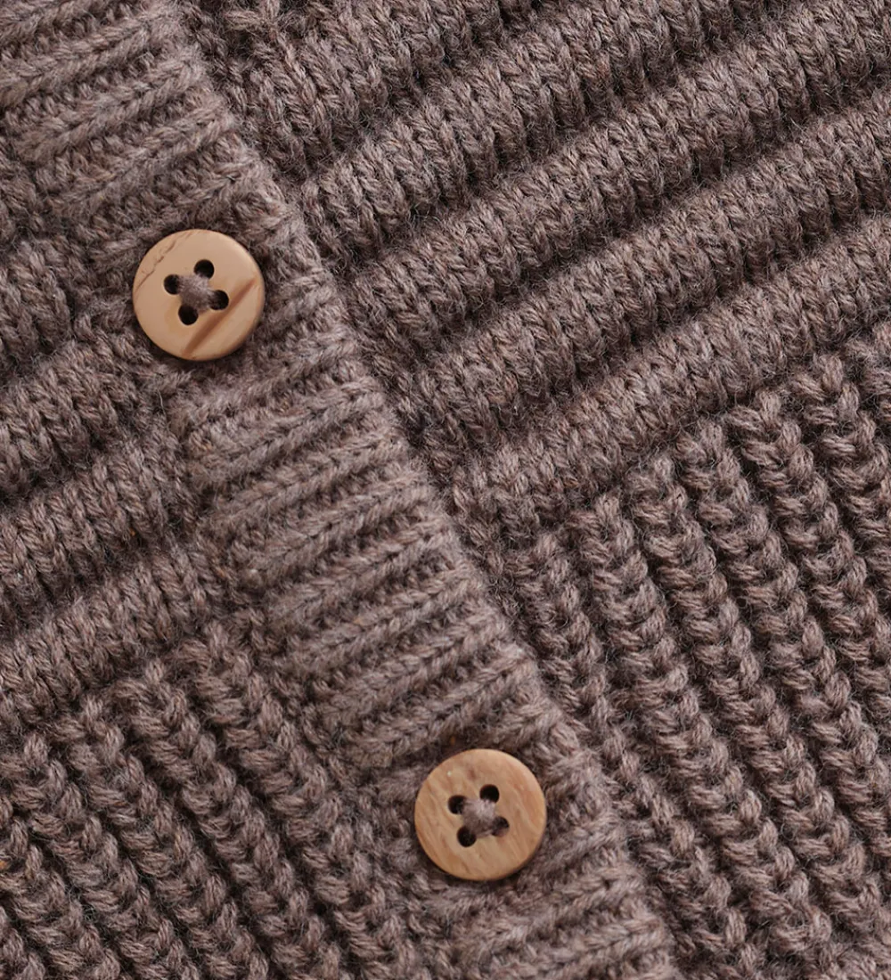 Børn Minymo Cardigans>Cardigan - Strik - Dark Brown Melange