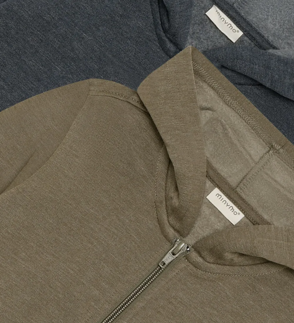 Børn Minymo Cardigans|Basis>Cardigans m. Hætte - 2-pak - Vetiver