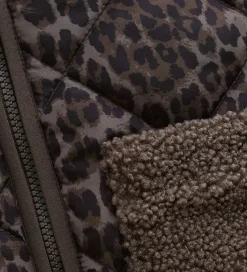 Børn Minymo Fleece|Jakke - Chocolate Chip m. Leopardprint