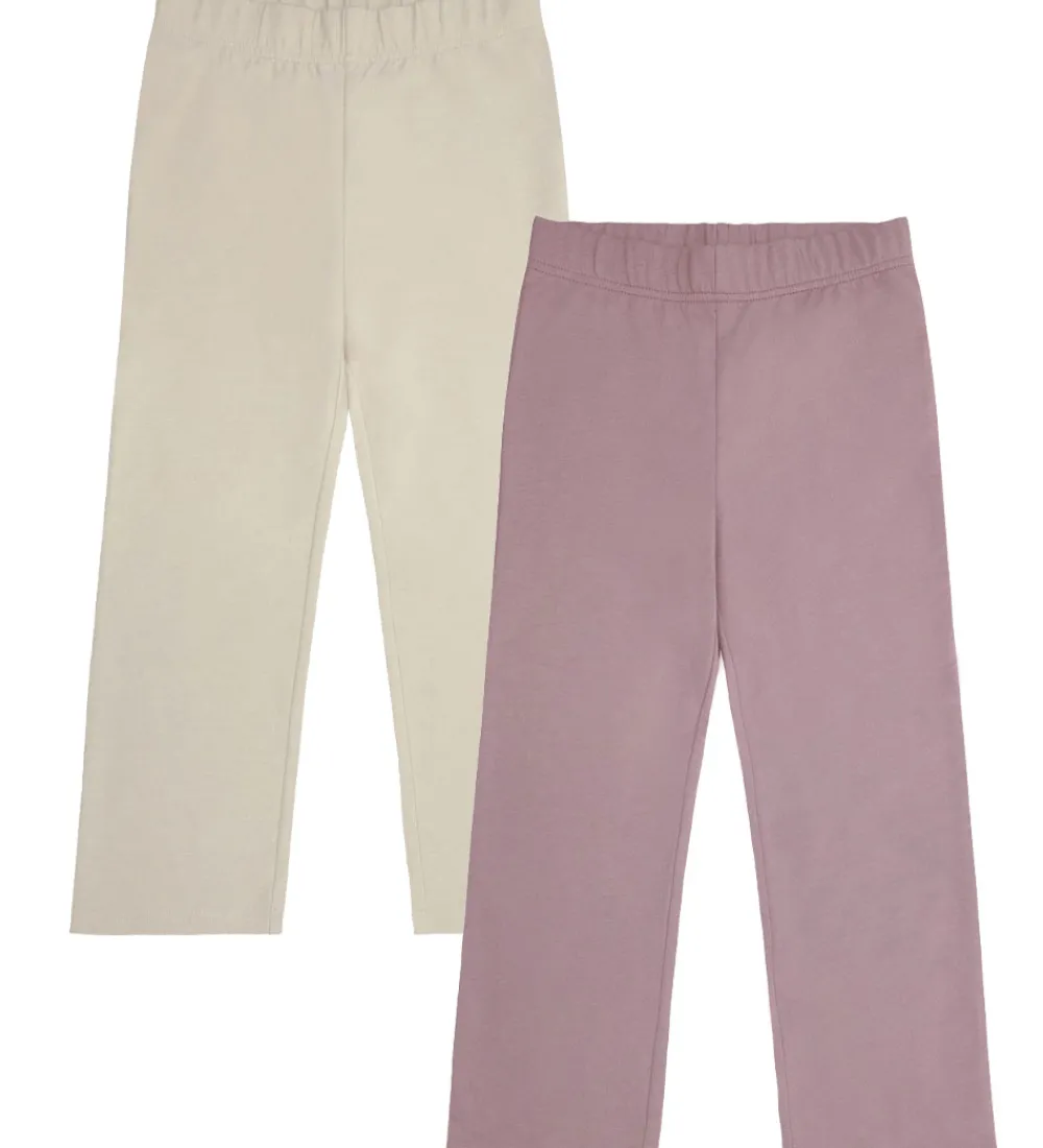 Børn Minymo Basis>Leggings m. Fleece - 2-pak - Elderberry/Rainy Day