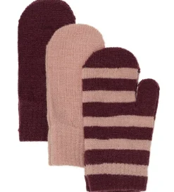 Børn Minymo Handsker Og Luffer>Luffer - 3-pak - Uld - Strik - Catawba Grape