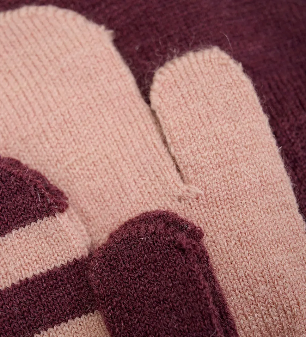 Børn Minymo Handsker Og Luffer>Luffer - 3-pak - Uld - Strik - Catawba Grape